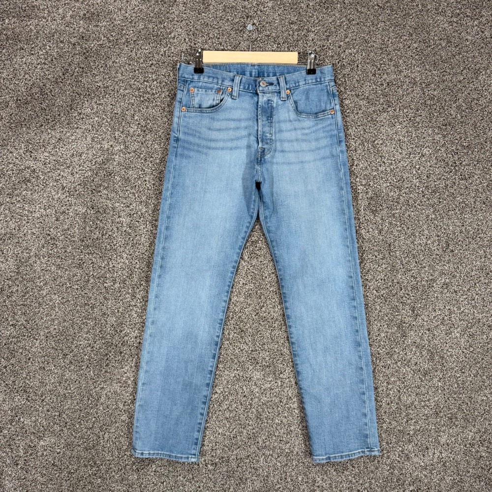 Levis 501 Jeans Mens 29/30 (Fits 28/29) Blue Denim Stretch Button Fly Straight